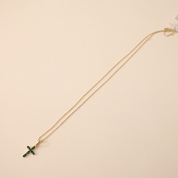 Emerald Cross Necklace - Picture 2 of 9